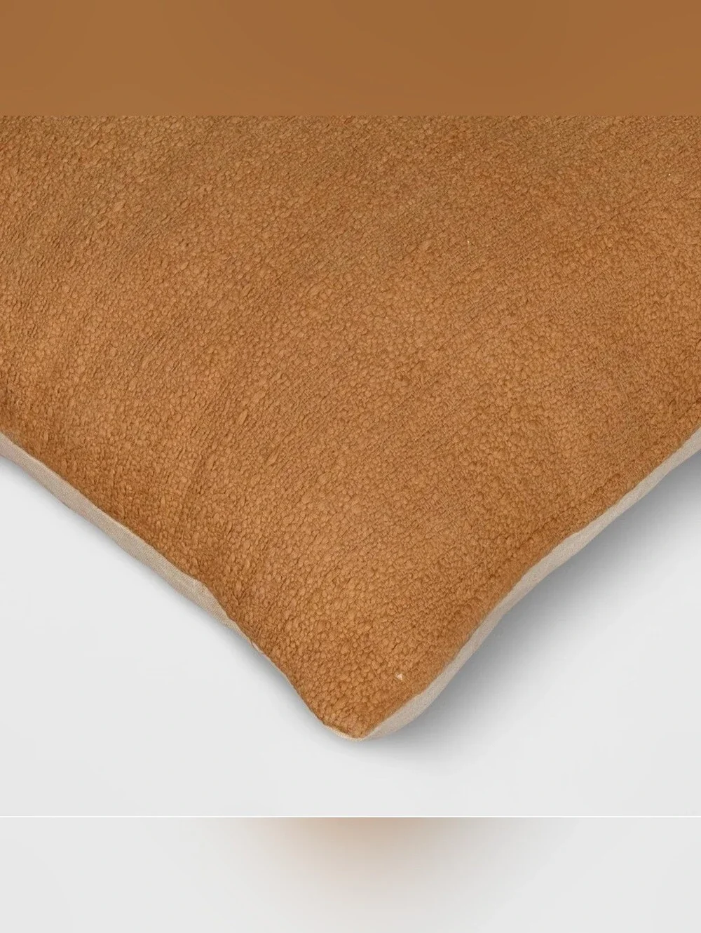 Threshold Oversized Square Cotton Boucle Reversible Throw Pillow with Linen Cara